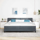 Box spring seng med hovedgærde Mørkegrå 200 x 200 cm Fløjl - xlshop.dk