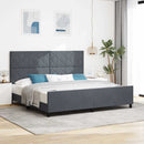 Box spring seng med hovedgærde Mørkegrå 200 x 200 cm Fløjl - xlshop.dk