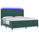 Box spring seng med hovedgærde Mørkegrøn 200 x 200 cm Fløjl - xlshop.dk