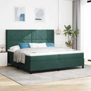 Box spring seng med hovedgærde Mørkegrøn 200 x 200 cm Fløjl - xlshop.dk