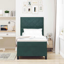 Box spring seng med hovedgærde Mørkegrøn 90 x 190 cm Fløjl - xlshop.dk