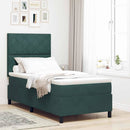Box spring seng med hovedgærde Mørkegrøn 90 x 190 cm Fløjl - xlshop.dk