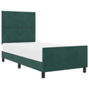 Box spring seng med hovedgærde Mørkegrøn 90 x 200 cm Fløjl - xlshop.dk