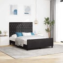 Box spring seng med hovedgærde Sort 140 x 200 cm Fløjl - xlshop.dk
