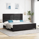Box spring seng med hovedgærde Sort 200 x 200 cm Fløjl - xlshop.dk