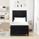 Box spring seng med hovedgærde Sort 80 x 200 cm Fløjl - xlshop.dk