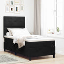 Box spring seng med hovedgærde Sort 80 x 200 cm Fløjl - xlshop.dk