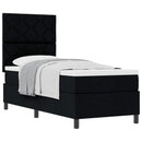 Box spring seng med hovedgærde Sort 80 x 200 cm Stof - xlshop.dk