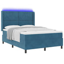 Box spring seng med LED-lysstrimler Blå 140 x 200 cm Fløjl - xlshop.dk