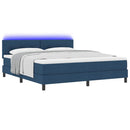 Box spring seng med LED-lysstrimler Blå 180 x 200 cm Stof - xlshop.dk