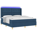 Box spring seng med LED-lysstrimler Blå 180 x 200 cm Stof - xlshop.dk