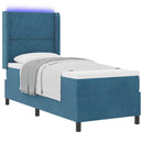 Box spring seng med LED-lysstrimler Blå 80 x 200 cm Fløjl - xlshop.dk