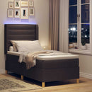 Box spring seng med LED-lysstrimler Brun 100 x 200 cm Stof - xlshop.dk