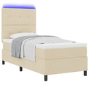 Box spring seng med LED-lysstrimler Creme 80 x 200 cm Stof - xlshop.dk