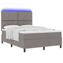 Box spring seng med LED-lysstrimler Gråbrun 140 x 190 cm Stof - xlshop.dk