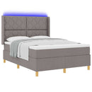 Box spring seng med LED-lysstrimler Gråbrun 140 x 200 cm Stof - xlshop.dk