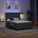 Box spring seng med LED-lysstrimler Mørkegrå 140 x 190 cm Fløjl - xlshop.dk