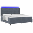 Box spring seng med LED-lysstrimler Mørkegrå 200 x 200 cm Fløjl - xlshop.dk