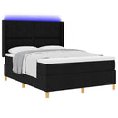Box spring seng med LED-lysstrimler Sort 140 x 200 cm Stof - xlshop.dk