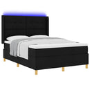 Box spring seng med LED-lysstrimler Sort 160 x 200 cm Stof - xlshop.dk