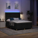 Box spring seng med LED-lysstrimler Sort 160 x 200 cm Stof - xlshop.dk