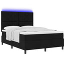 Box spring seng med LED-lysstrimler Sort 160 x 200 cm Stof - xlshop.dk