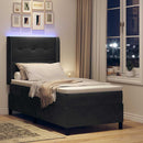 Box spring seng med LED-lysstrimler Sort 80 x 200 cm Fløjl - xlshop.dk