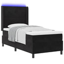 Box spring seng med LED-lysstrimler Sort 80 x 200 cm Fløjl - xlshop.dk