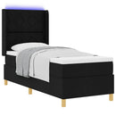 Box spring seng med LED-lysstrimler Sort 80 x 200 cm Stof - xlshop.dk
