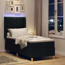 Box spring seng med LED-lysstrimler Sort 80 x 200 cm Stof - xlshop.dk