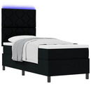 Box spring seng med LED-lysstrimler Sort 80 x 200 cm Stof - xlshop.dk