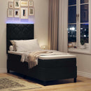 Box spring seng med LED-lysstrimler Sort 80 x 200 cm Stof - xlshop.dk