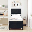 Box spring seng med LED-lysstrimler Sort 80 x 200 cm Stof - xlshop.dk