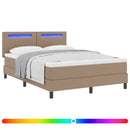 Box spring seng med madras Cappuccino 140 x 190 cm Kunstlæder - xlshop.dk