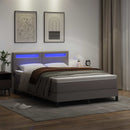 Box spring seng med madras Grå 140 x 200 cm Kunstlæder - xlshop.dk