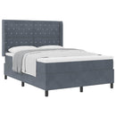 Box spring seng med madras Mørkegrå 140 x 190 cm Fløjl - xlshop.dk