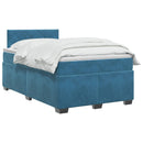 Box Spring Seng med Madras og LED Blå 120 x 190 cm Velour - xlshop.dk