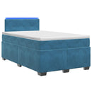 Box Spring Seng med Madras og LED Blå 120 x 200 cm Velour - xlshop.dk