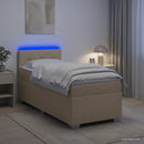 Box Spring Seng med Madras og LED Cremefarvet 100 x 200 cm Stof - xlshop.dk