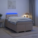 Box Spring Seng med Madras og LED Cremefarvet 120 x 190 cm Stof - xlshop.dk