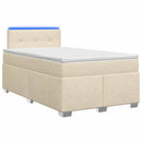 Box Spring Seng med Madras og LED Cremefarvet 120 x 190 cm Stof - xlshop.dk