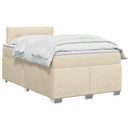 Box Spring Seng med Madras og LED Cremefarvet 120 x 190 cm Stof - xlshop.dk
