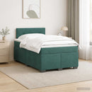 Box Spring Seng med Madras og LED Mørkegrøn 120 x 190 cm Velour - xlshop.dk