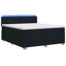 Box Spring Seng med Madras og LED Sort 160 x 200 cm Stof - xlshop.dk