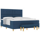 Box spring seng med pude med hovedgærde Blå 200 x 180 cm Stof - xlshop.dk