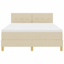 Box spring seng med pude med hovedgærde Creme 160 x 200 cm Stof - xlshop.dk