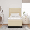Box spring seng med pude med hovedgærde Creme 200 x 80 cm Stof - xlshop.dk