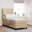 Box spring seng med pude med hovedgærde Creme 80 x 200 cm Stof - xlshop.dk