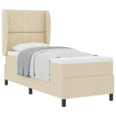 Box spring seng med pude med hovedgærde Creme 80 x 200 cm Stof - xlshop.dk