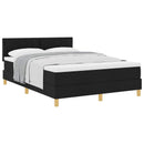 Box spring seng med pude med hovedgærde Sort 160 x 200 cm Stof - xlshop.dk